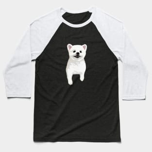 Pomeranian White Cute Puppy Dog Baseball T-Shirt